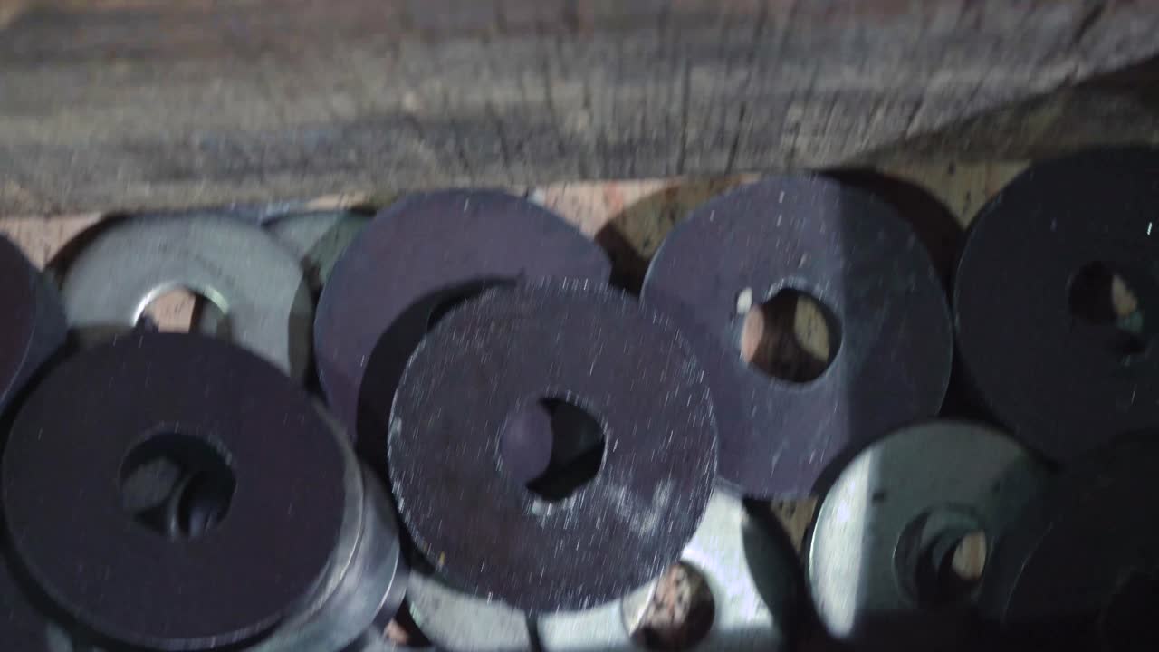 Assorted Metal Parts in a Wooden Crate