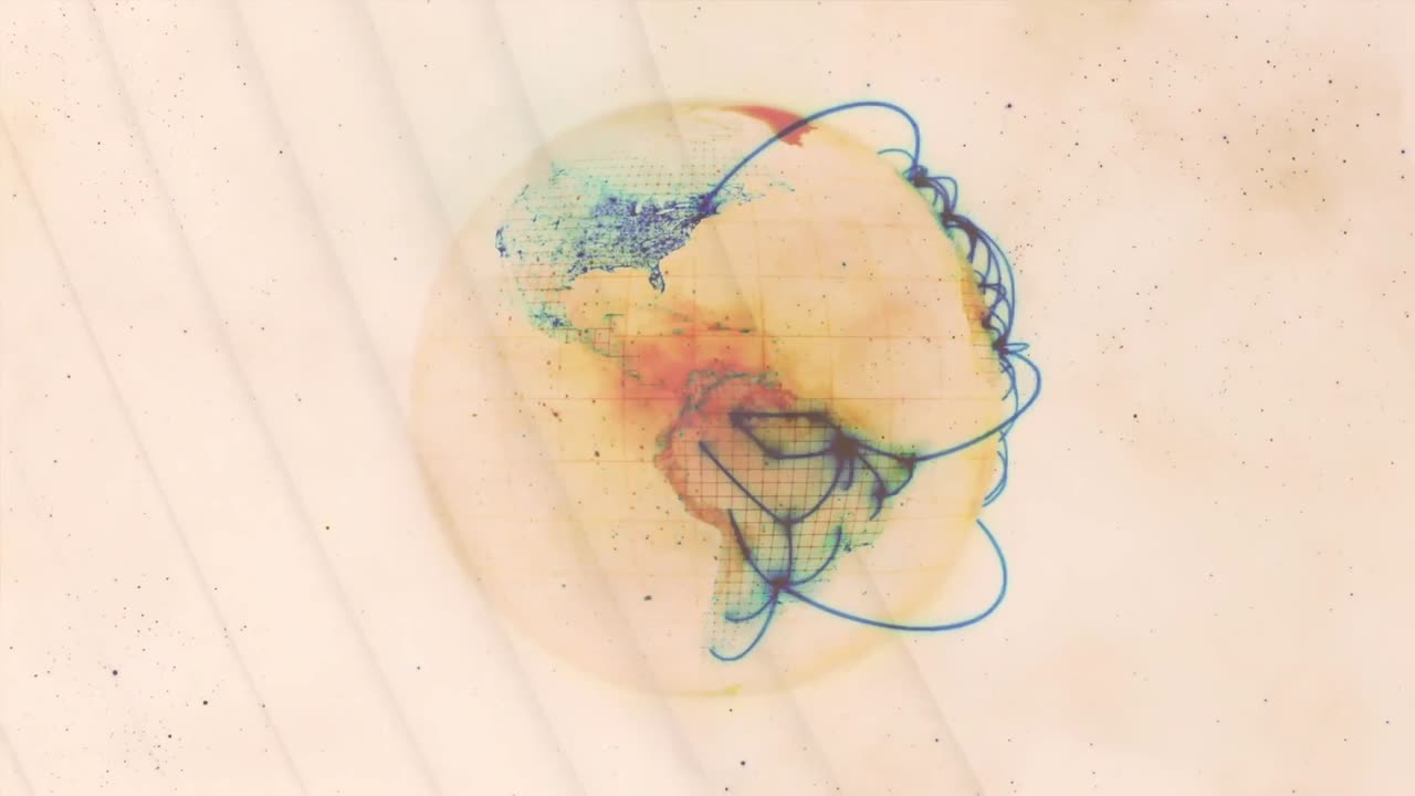 ⁇ 색 배경에 있는 빛의 흔적과 지구의 애니메이션