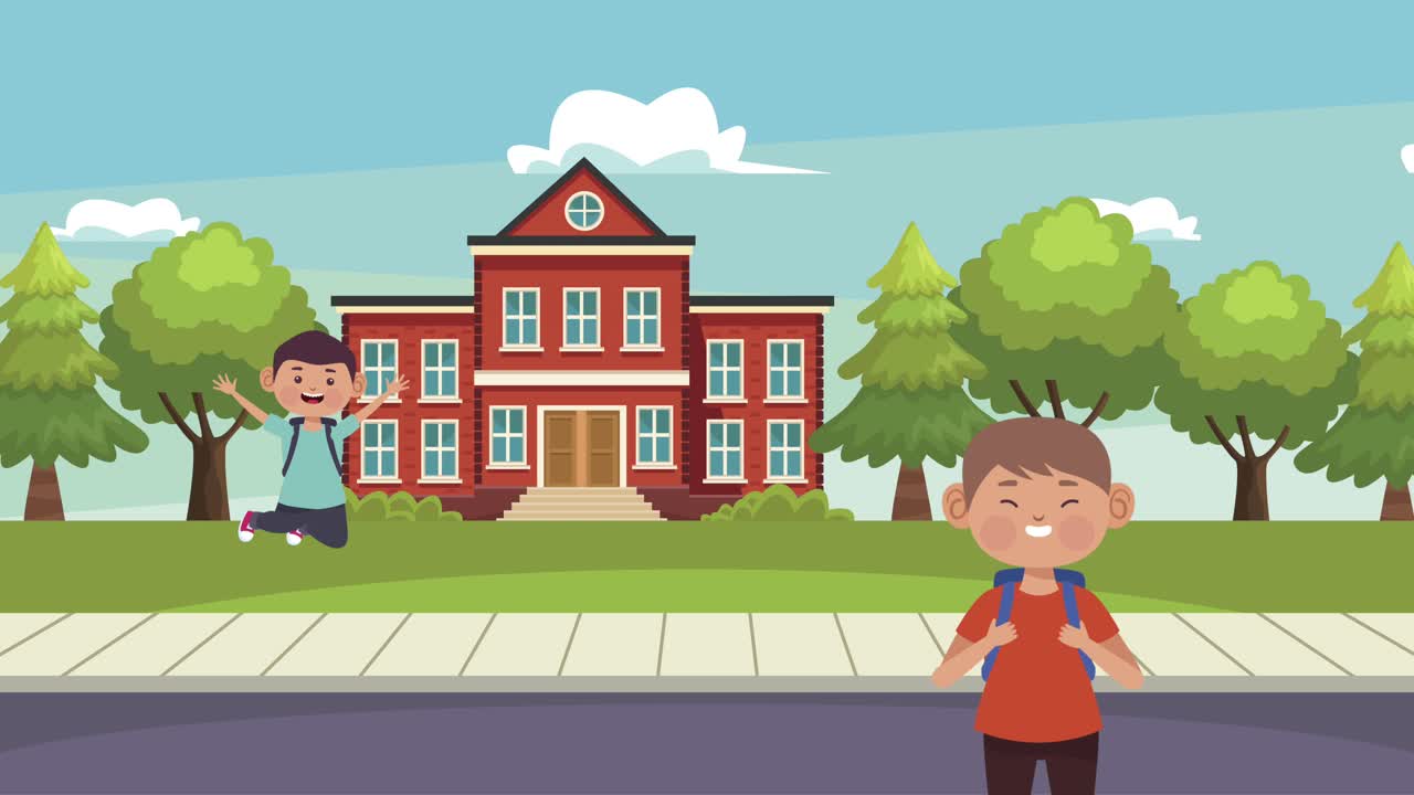 학교 장면에서 귀여운 학생 작은 소년