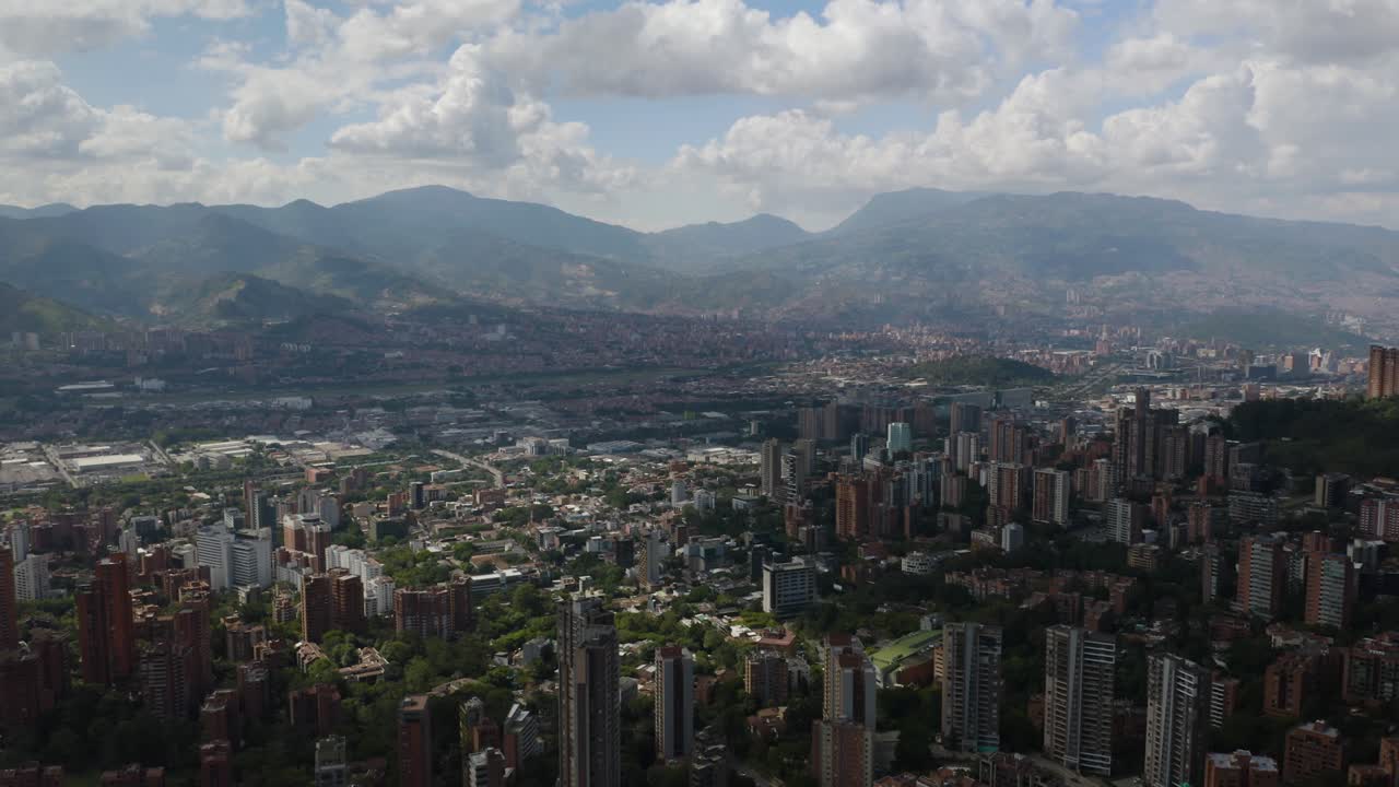 High Above Apartment Buildings in the Aburra Valley with Andes Mountains in Background