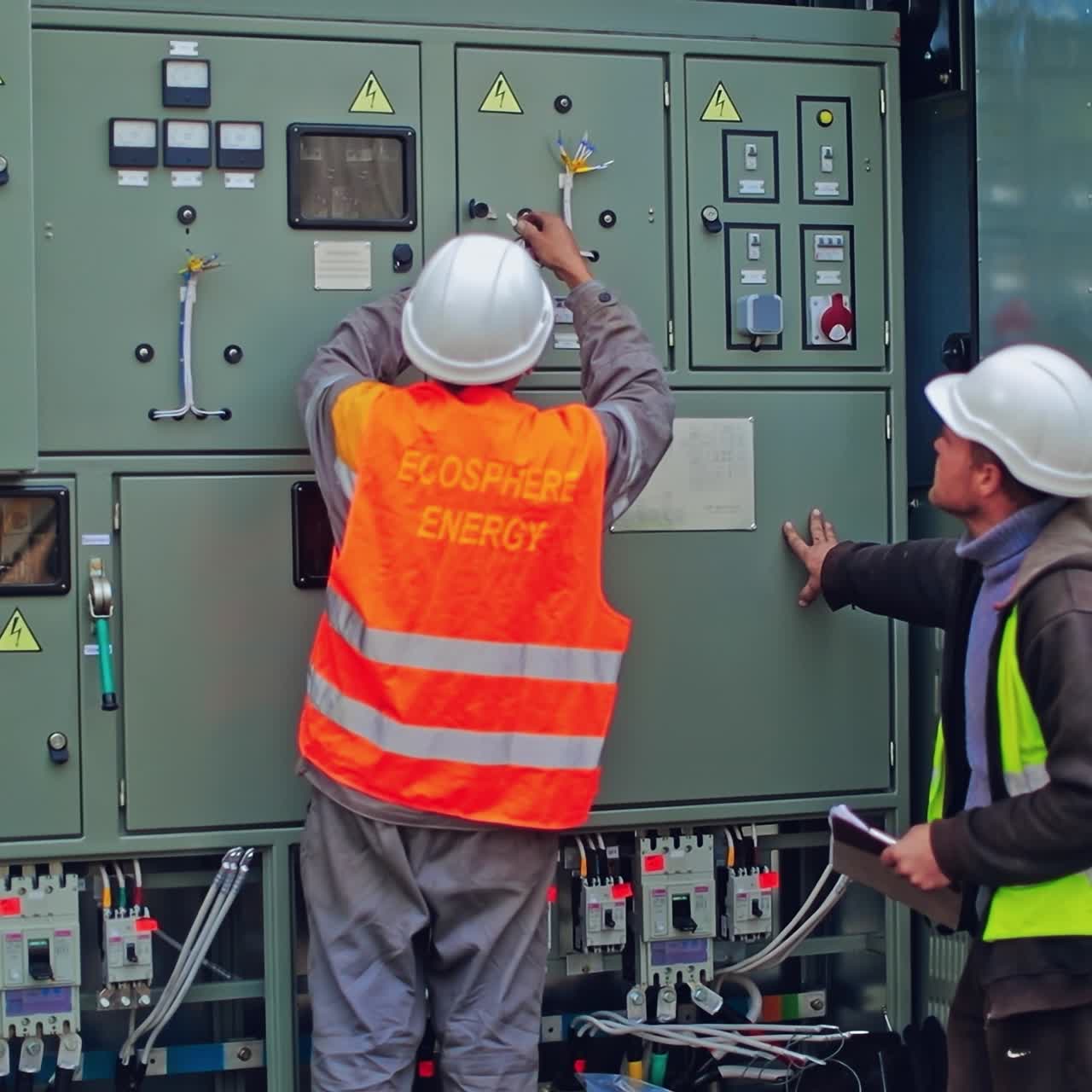 Worker working on checking equipment