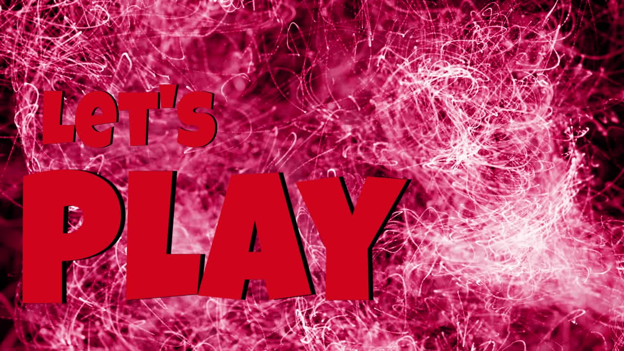 animación de lets juega sobre luces rosadas brillantes en fondo oscuro