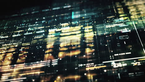 advance data matrix, telemetry and encrypt numbers simulation user interface display in cyber space abstract de-focus environment background