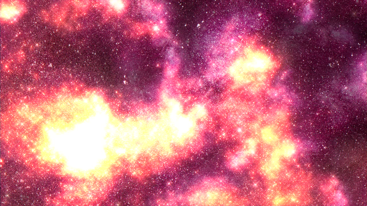 A vibrant space scene with colorful stars and dim nebulae in the background, features a bright galaxy at the center, showcasing serene cosmic beauty in an astronomical display