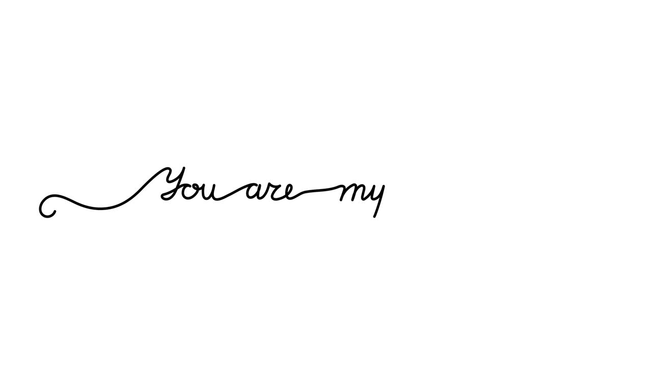Animated illustration. Continuous One Line script cursive text You are my love. Hand-drawn minimalist style. 4K video