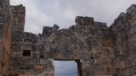 Tilt-down-of-a-doorway-of-an-ancient-buildings-in-Hierapolis