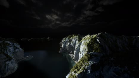 fjord with dark storm clouds