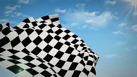 Checkered-flag-against-blue-sky