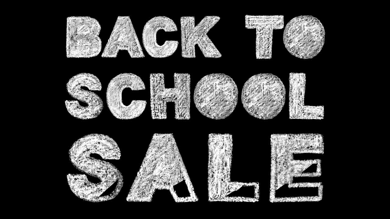 검은색 배경에 있는 학교에 돌아가는 판매 텍스트