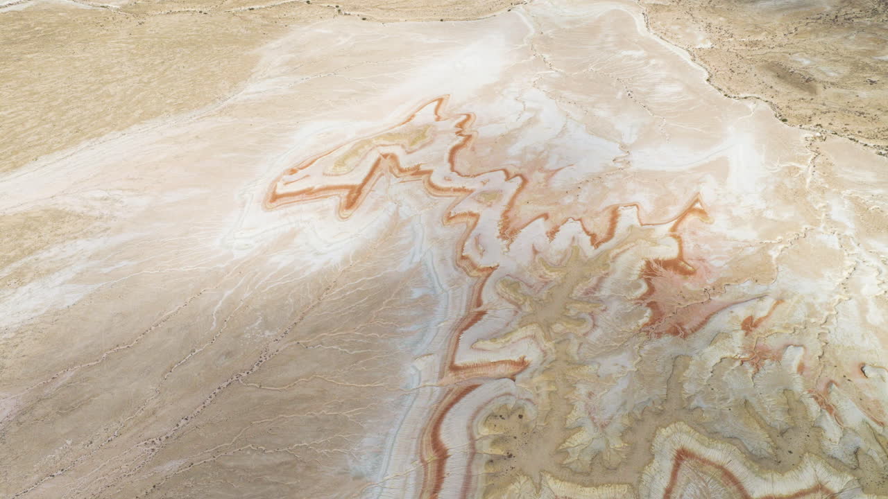 Multi-Colored Desert Landscape Of The Mangystau Region In Kazakhstan. Aerial Shot