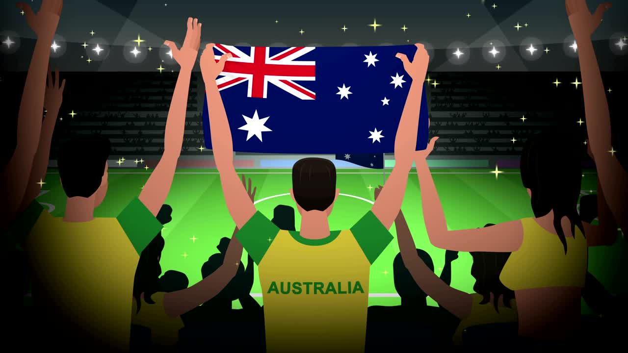 만화 칭찬 축구 팬 군중 오스트레일리아 축구 애니메이션