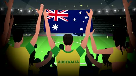 cartoon cheering soccer fans crowd australia football animation