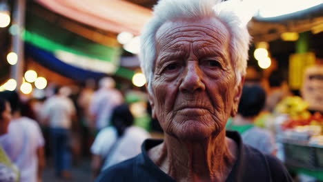elderly man in a crowded market