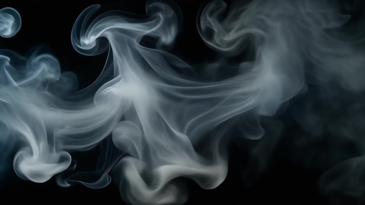 Abstract Fumo bianco che gira su uno sfondo nero