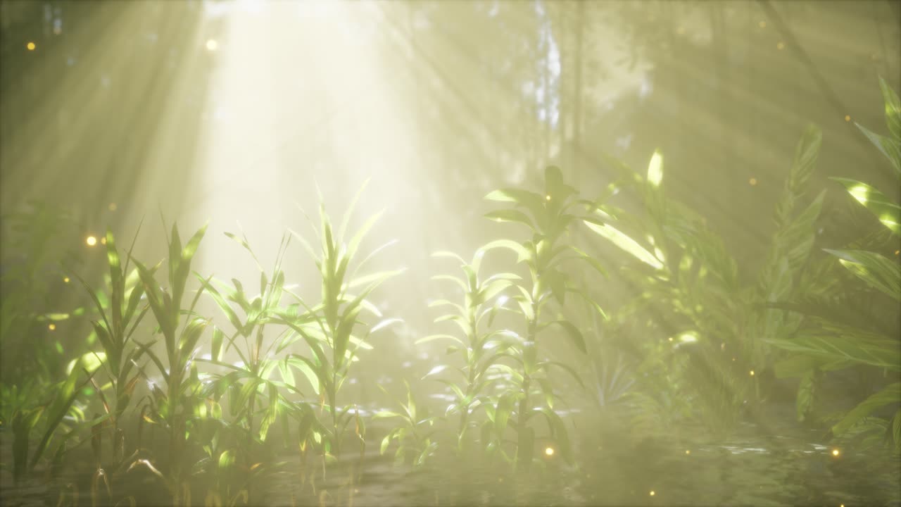 여름날 이른 아침 에 강 위 에 안개 가