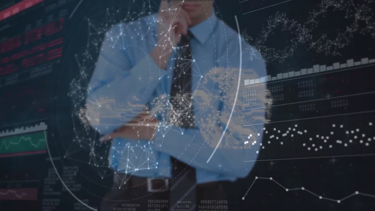 스 ⁇  스캐닝과 데이터 처리의 애니메이션 사고하는 사람