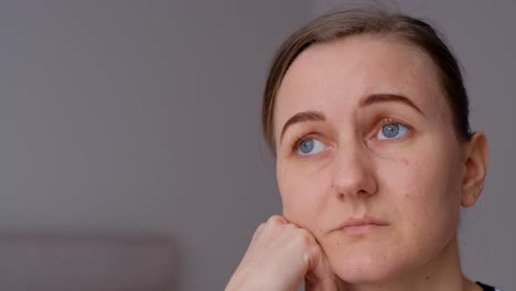 tired blonde falling coach feeling exhausted closeup woman having migraine tired blonde falling coach feeling exhausted closeup sleepy freelancer woman touching head having migraine at living room weary girl sitting soft sofa trying to rest at cozy house interior alone