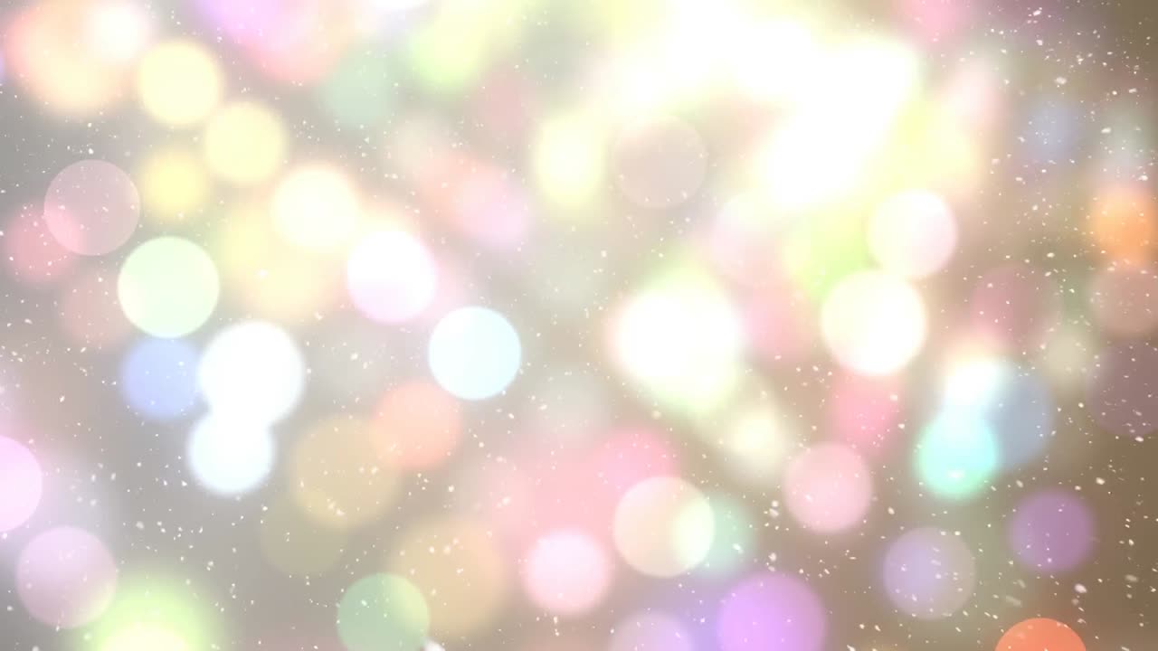 nieve cayendo con círculos de navidad de luz bokeh