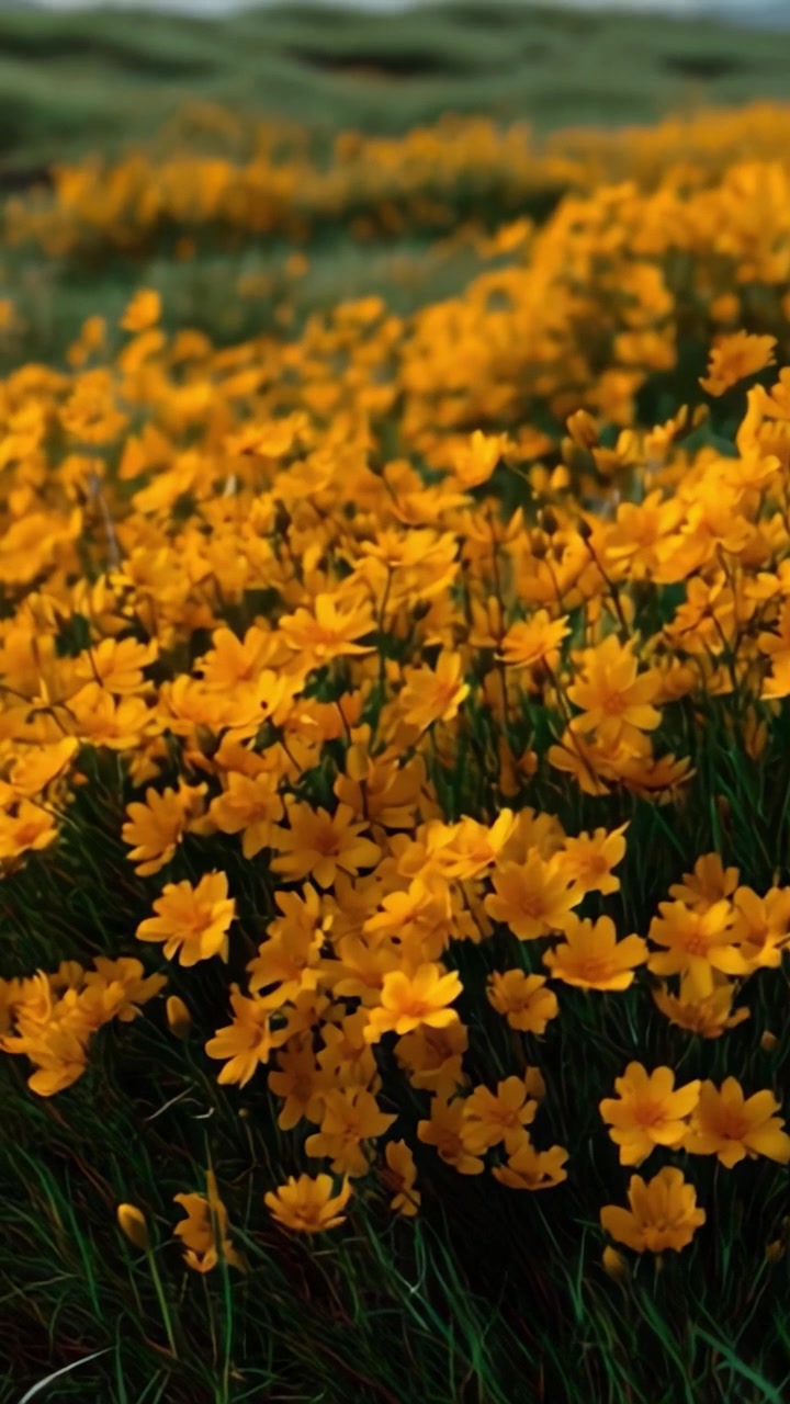 Un vivace campo di fiori gialli in fiore ondeggia dolcemente nella brezza, catturando l'essenza della bellezza della natura in una splendida esibizione di colore e vita.