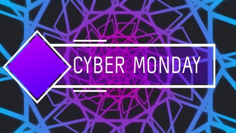 Animación-Del-Texto-Del-Cyber-Monday-Sobre-Formas-Sobre-Fondo-Negro.