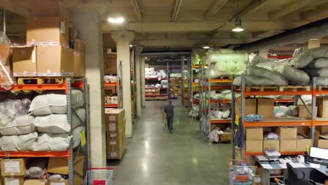 warehouse interior with person