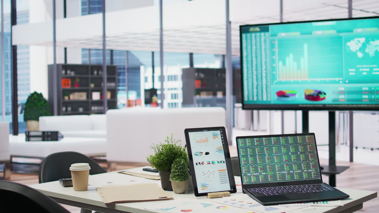 도시 공간에 있는 빈 보험사 고급 사무실