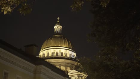 night view of a golden dome cathedral