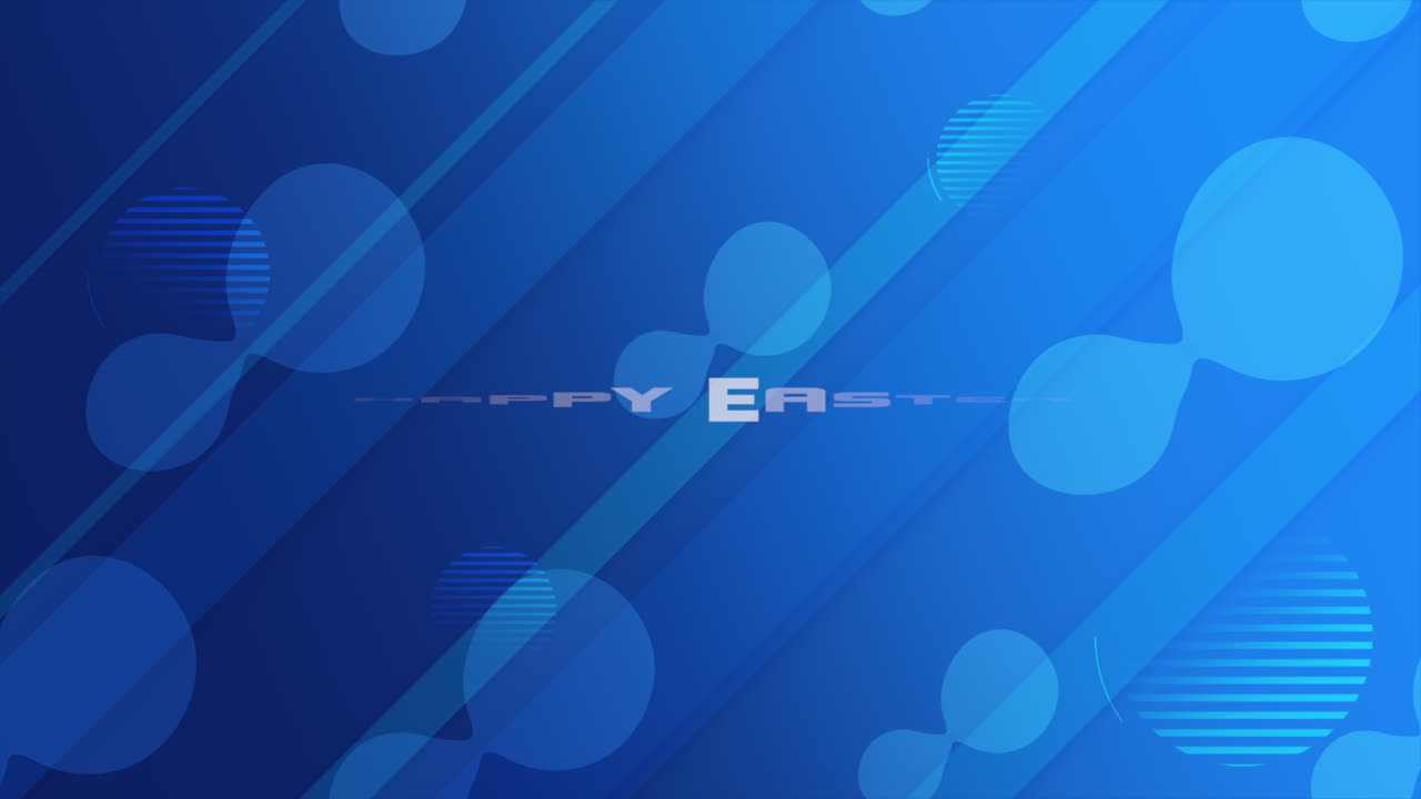 feliz fondo azul de pascua con círculos blancos, con letras alegres