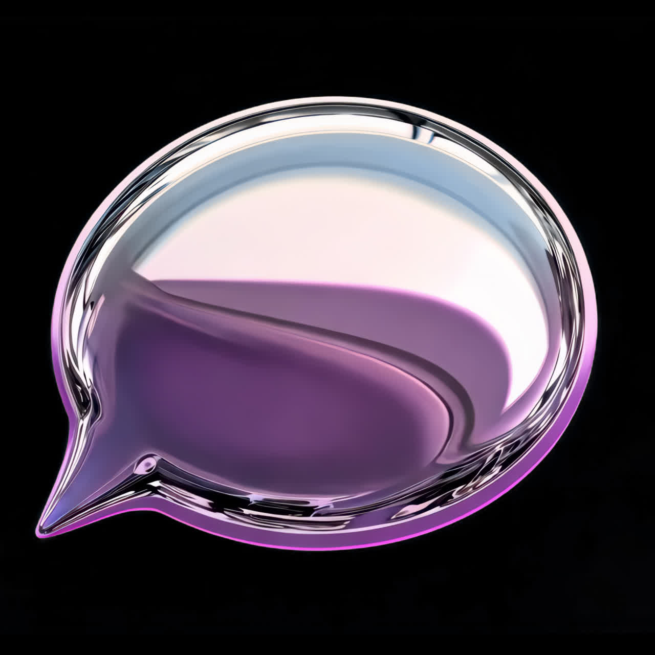 Futuristic metallic speech bubble animation isolated asset, transparent 4K video, alpha channel