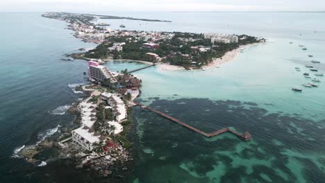 aerial tropical beach resort in isla mujeres mexico yucatan peninsula riviera maya holiday travel destination drone high angle footage