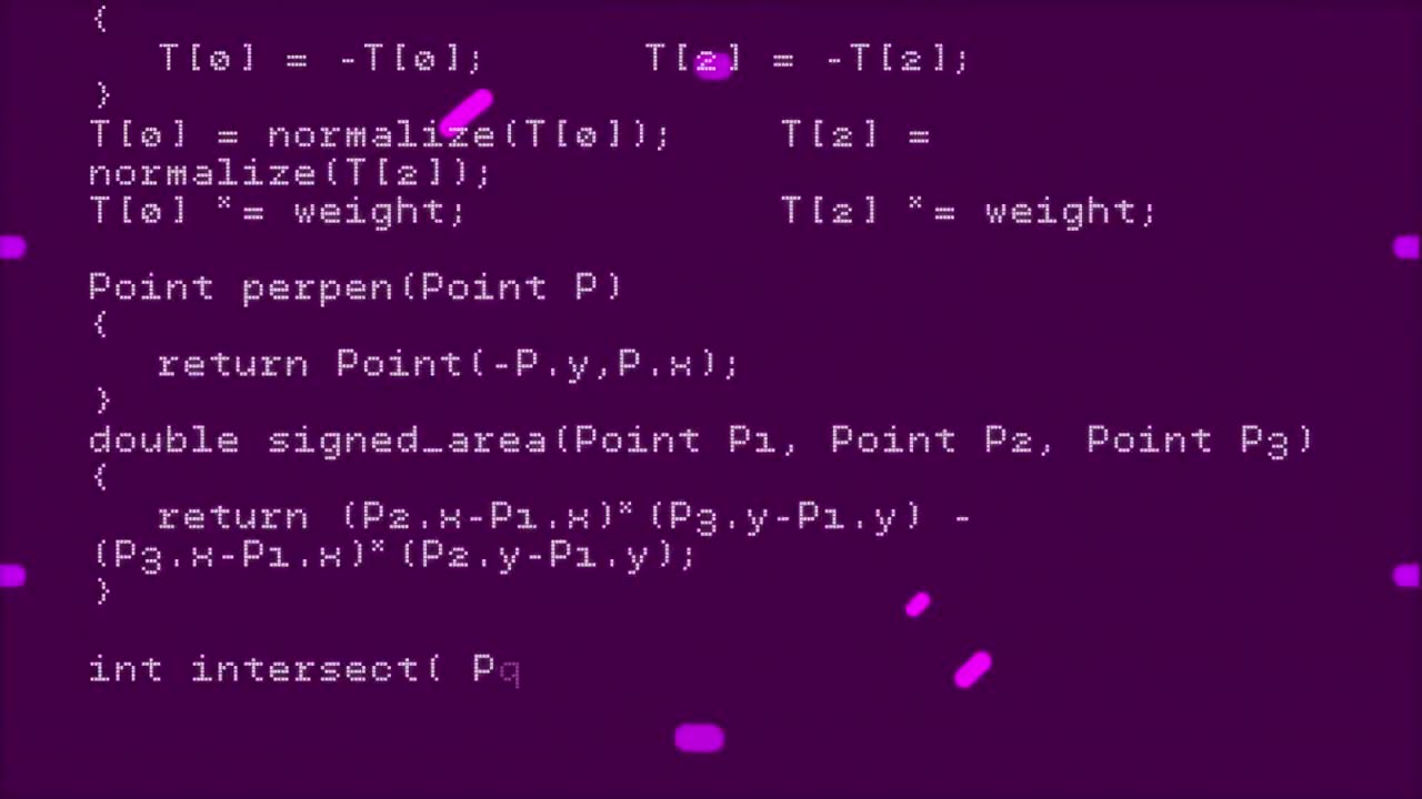 Animation of data processing over purple scope scanning