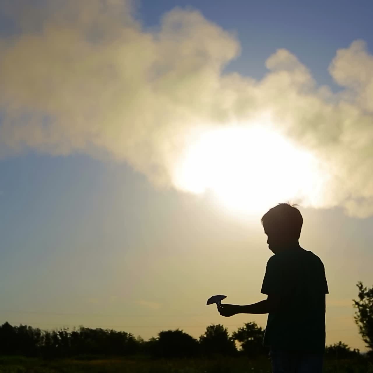 紙の飛行機 子供の手で