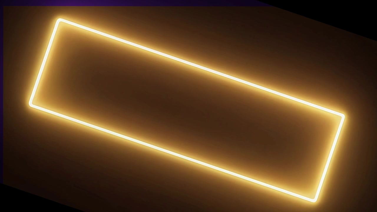 Glowing Yellow Neon Rectangular Frame on Dark Background