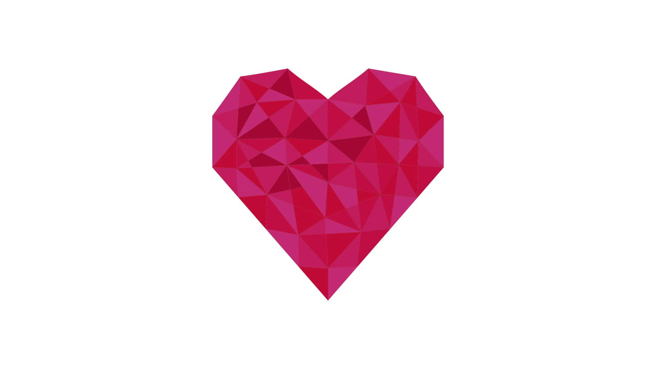 corazones rojos geométricos y sólidos