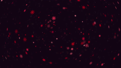 llamativo patrón de copo de nieve rojo cayendo círculos en negro