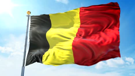 belgium flag seamless looping 3d rendering video. beautiful textile cloth fabric loop waving