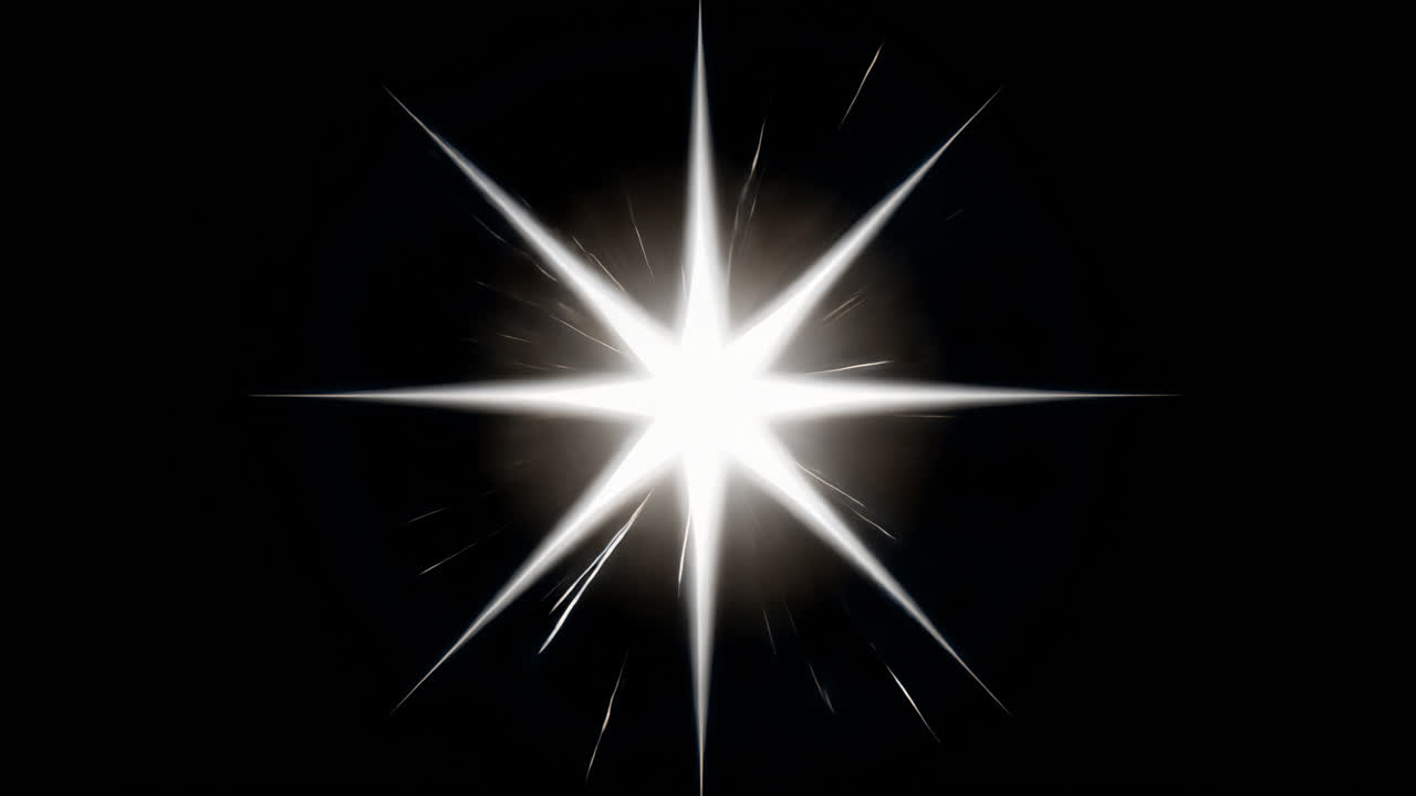 Radiant starburst light effect animated overlay, transparent 4K video, alpha channel, ProRes 4444