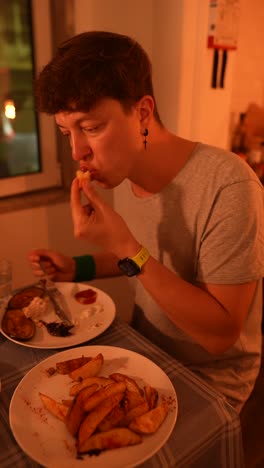 person eating dinner at home