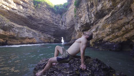 Young-tourist-man-enjoying-the-sea.