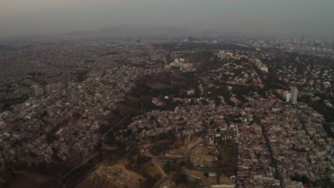 urban cityscape of la enramada in mexico city, aerial bird's eye flight