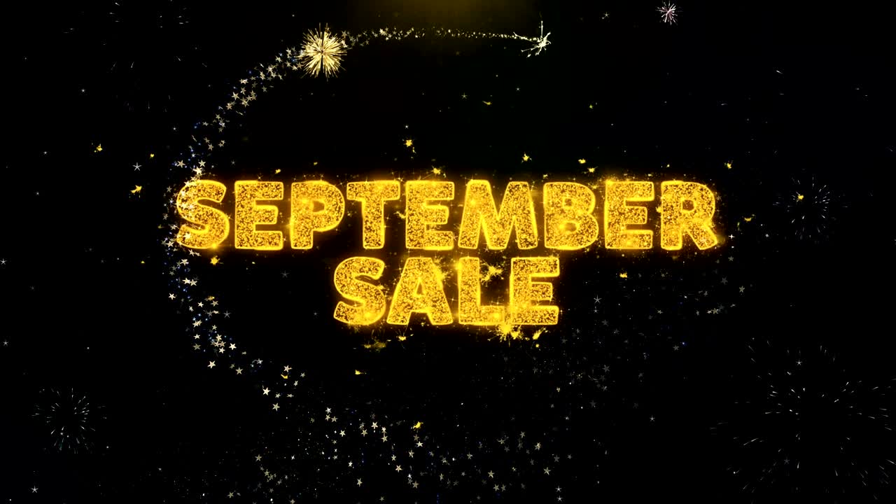 금 입자 불꽃놀이 전시회에 대한 9월 판매 텍스트.