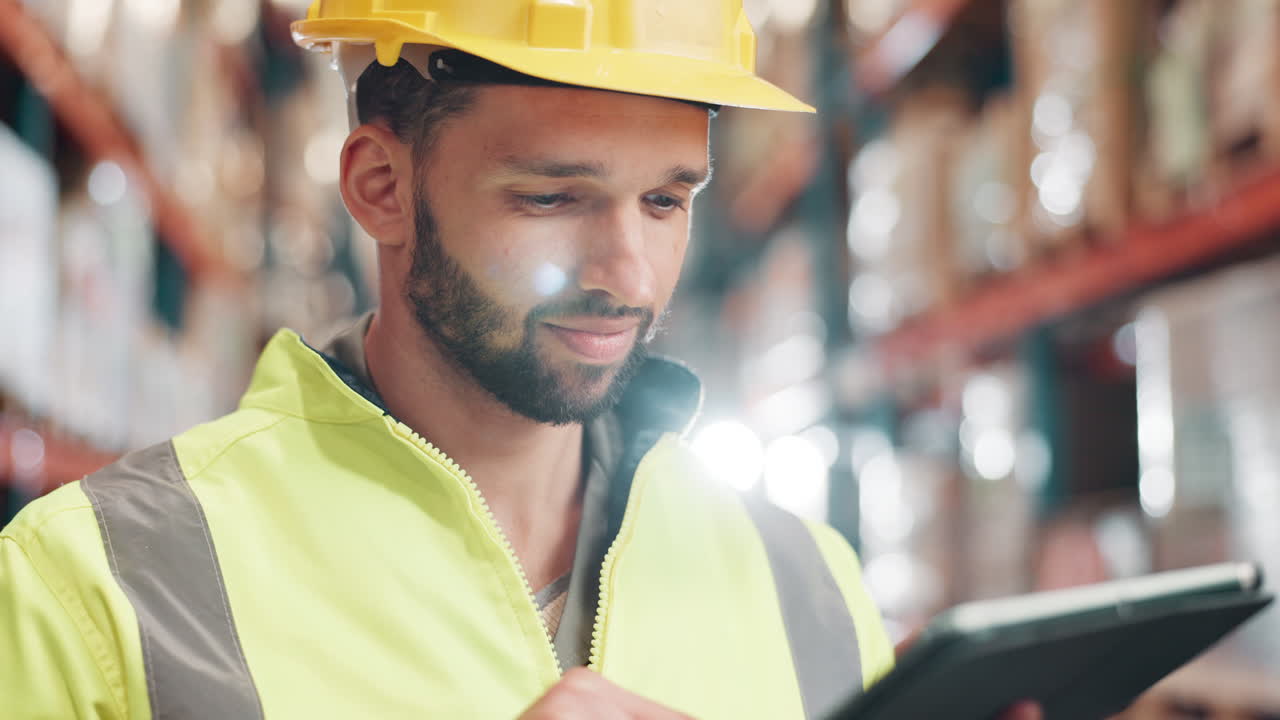 trabajador de almacén con tableta