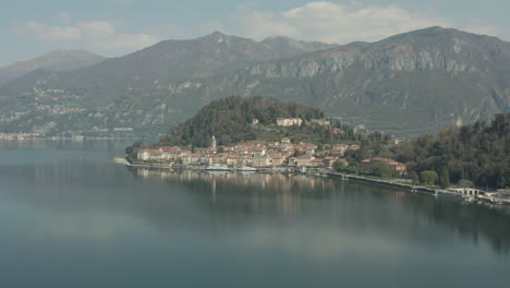 drone view of bellagio, lake como, in italy
