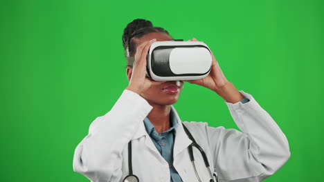 Arzt,-Grüner-Bildschirm-Oder-Schwarze-Frau-In-VR-3D