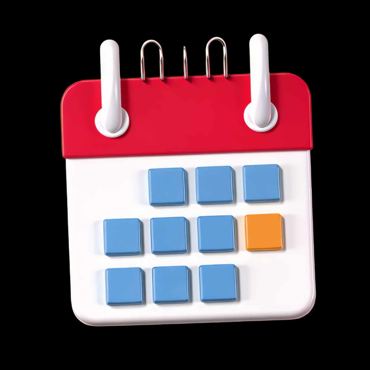 Colorful digital calendar icon animation isolated asset, transparent 4K video, alpha channel, ProRes