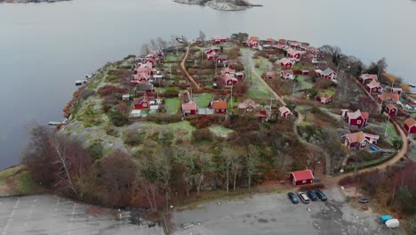 aerial view of picturesque cottages on summer paradise brandaholm in karlskrona, sweden-16