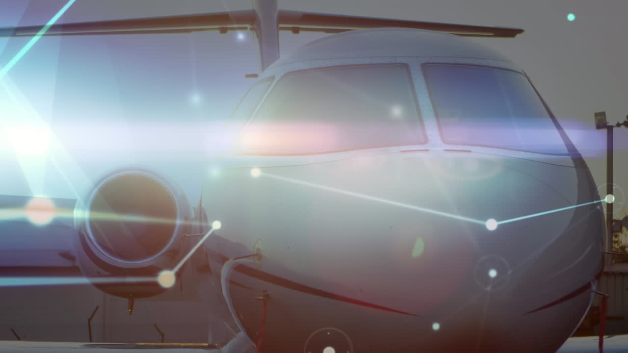 공항에서 비행기를 통해 연결 네트워크의 애니메이션