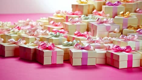 pile of gift boxes with ribbons