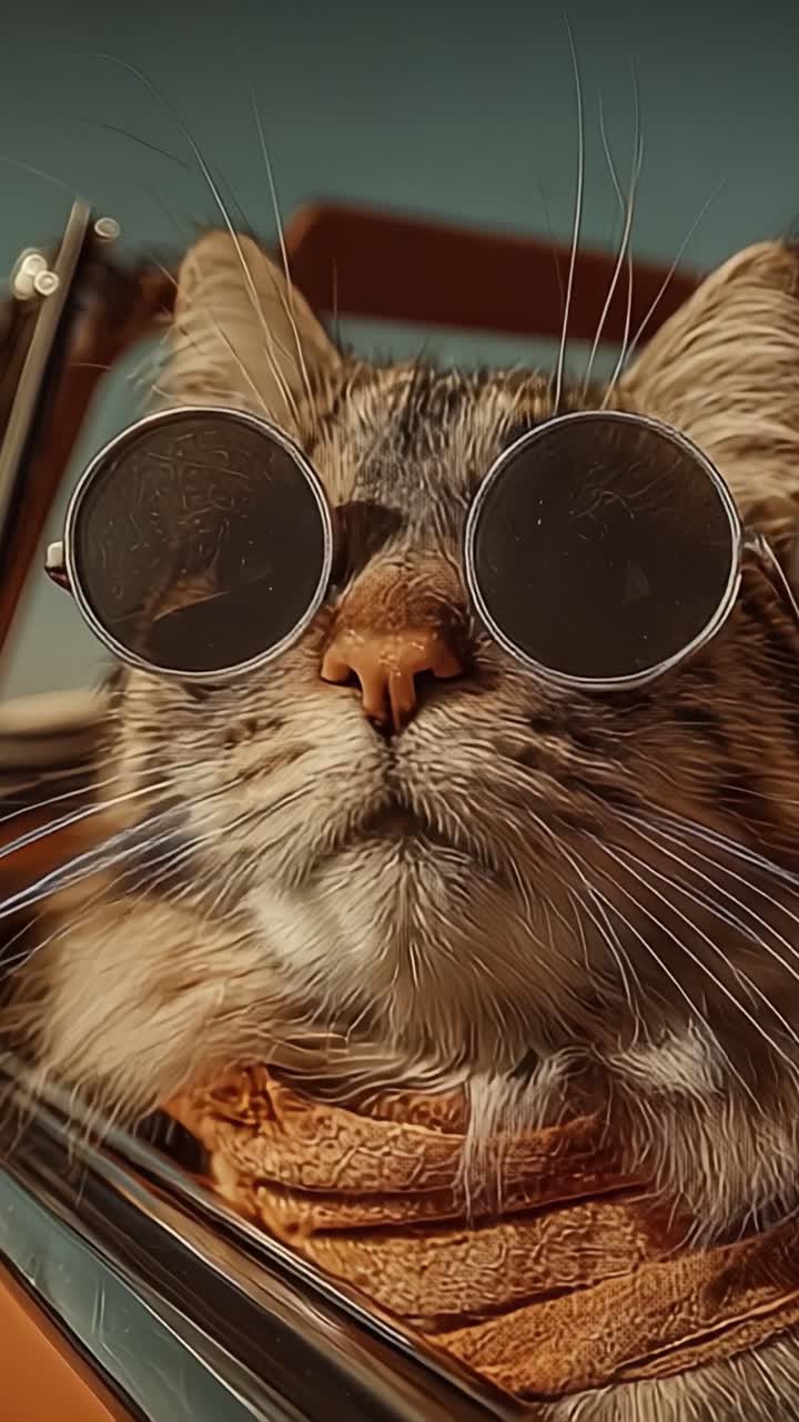 Kucing Menawan Berkacamata Hitam: Kucing yang Menyenangkan dan Bergaya Diabadikan dengan Sikap dan Bakat, Sempurna untuk Pecinta Hewan Peliharaan dan Penggemar Kucing, Memancarkan Kepribadian Unik