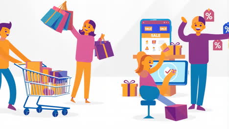 People shopping online with discounts